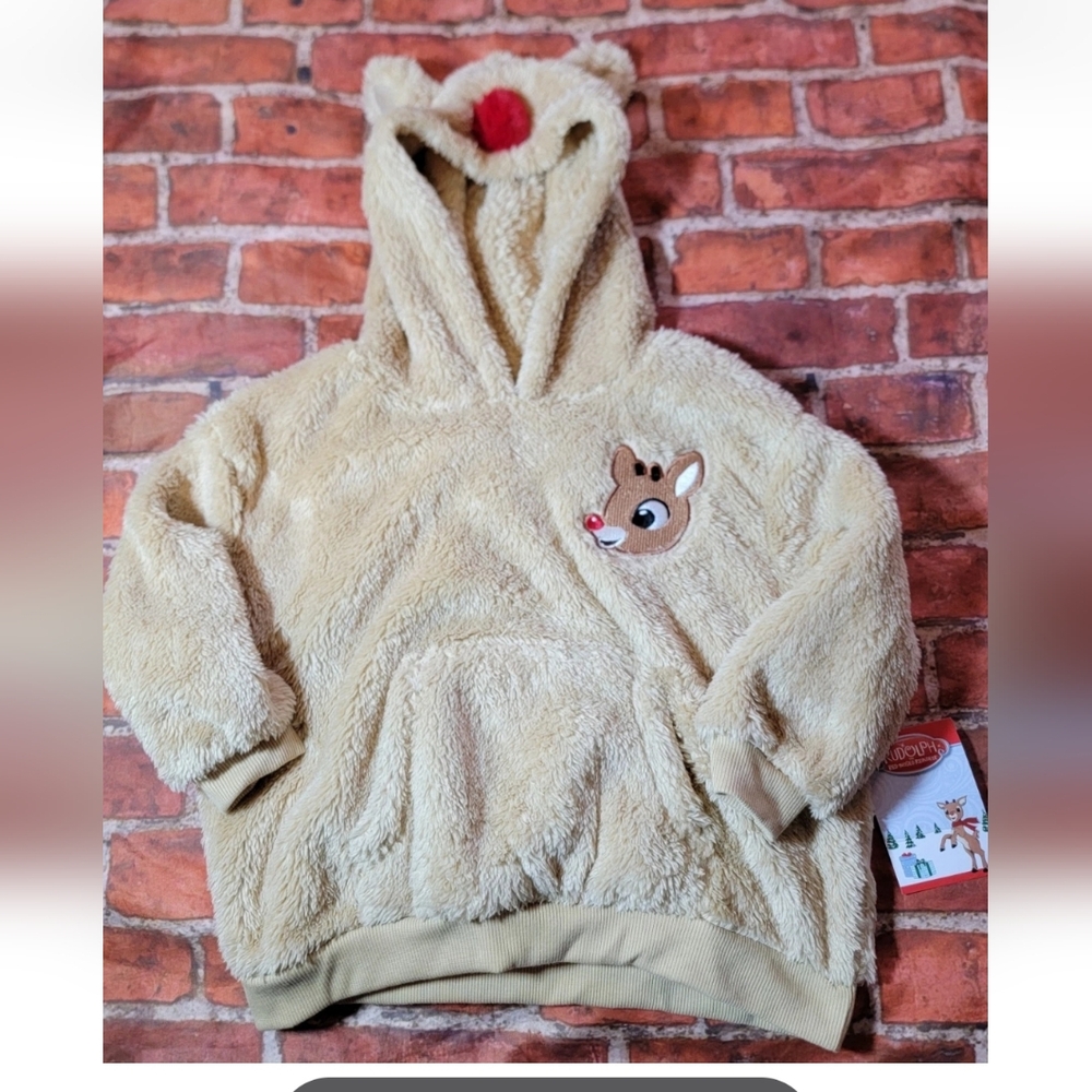 Rudolph the Red-Nosed Reindeer Toddler Girls Plush Cosplay Hoodie Christmas 2T